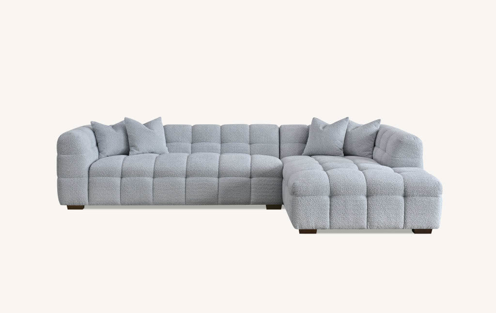 Aluxo Tribeca Corner Sofa in Oatmeal / Pearl / Iron Boucle Fabric