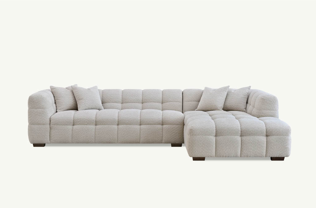 Aluxo Tribeca Corner Sofa in Oatmeal / Pearl / Iron Boucle Fabric