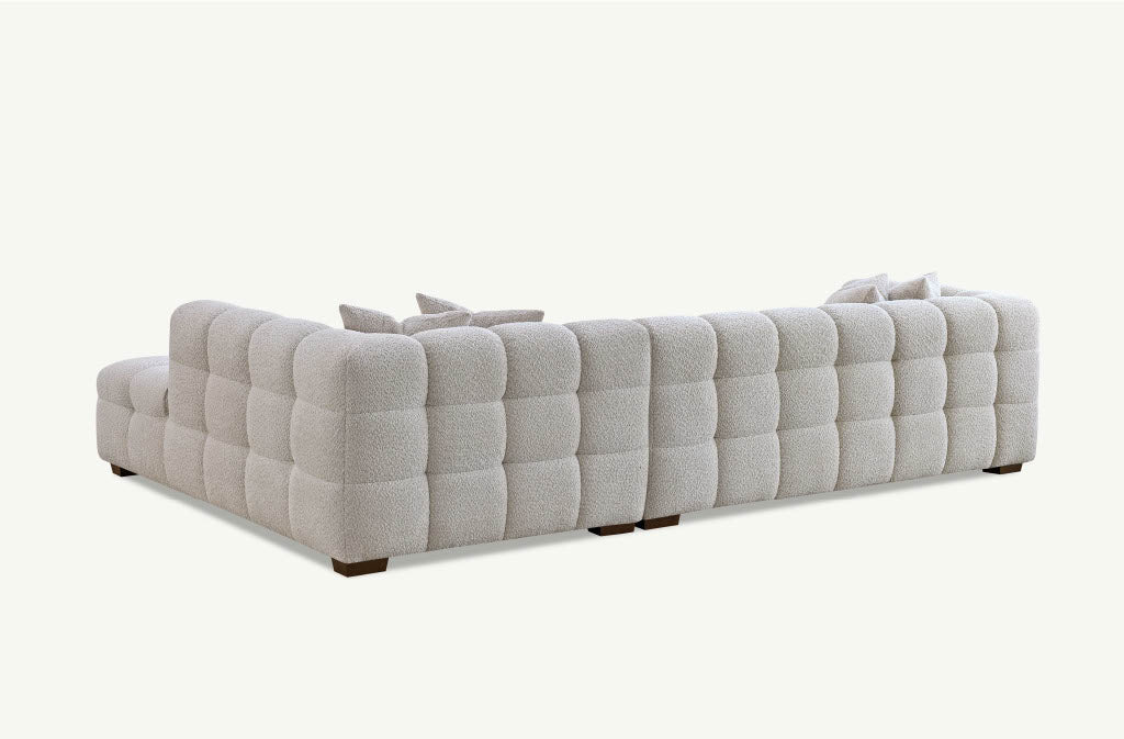 Aluxo Tribeca Corner Sofa in Oatmeal / Pearl / Iron Boucle Fabric