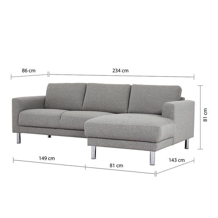 Cleveland Chaiselongue Sofa (RH) in Nova Light Grey