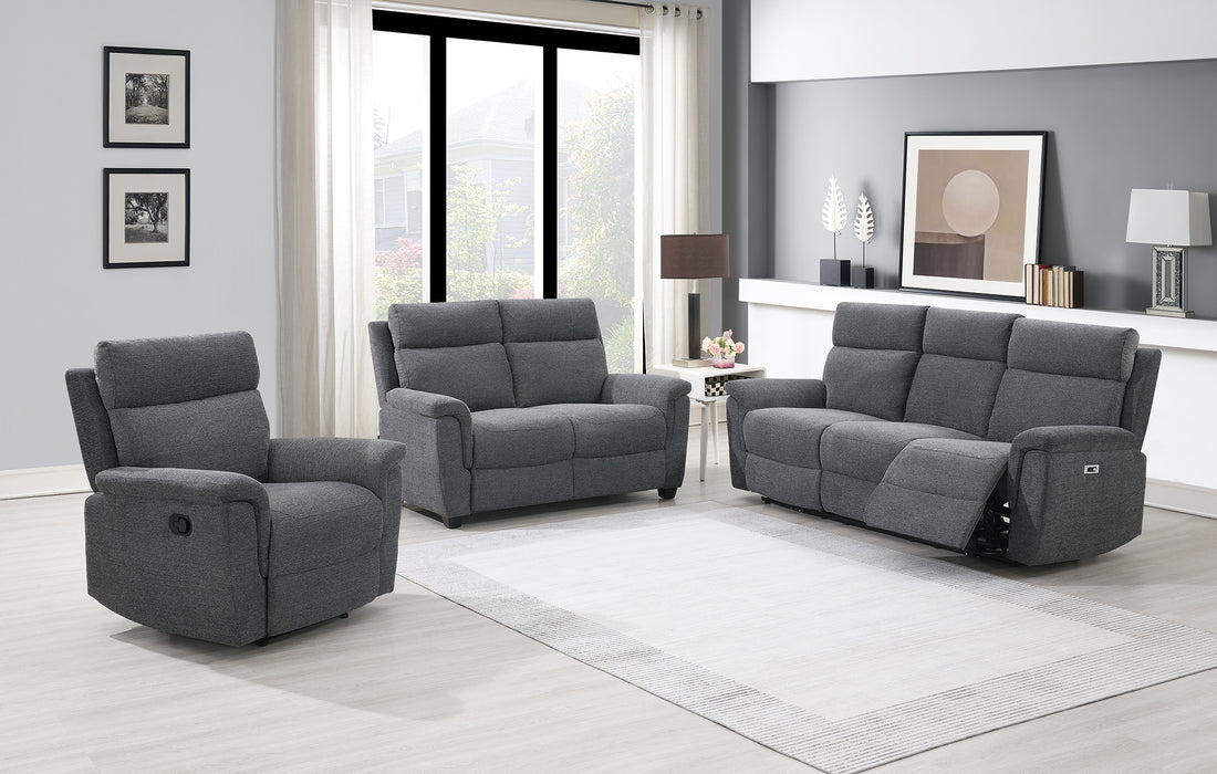 Amalfi 3 Seater Sofa - Grey / Natural with Fixed / Power Recliner Options