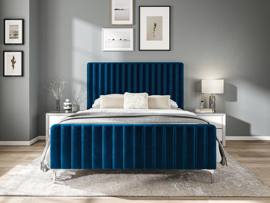 5'0 Fabric Bed - Royal Blue - Velvet