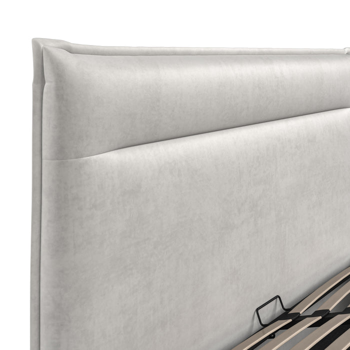 4'6 Fabric Bed Ottoman - Silvery Grey - Velvet