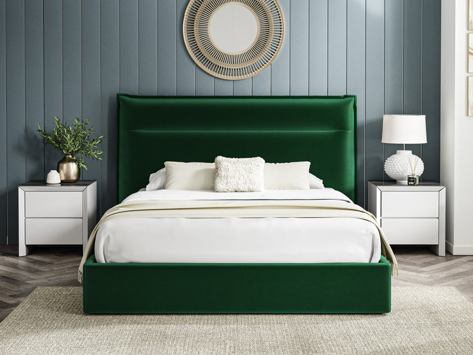 5'0 Fabric Bed Ottoman - Green - Velvet