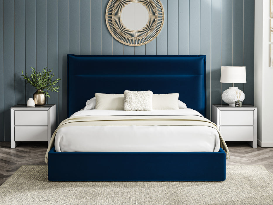 5'0 Fabric Bed Ottoman - Royal Blue - Velvet