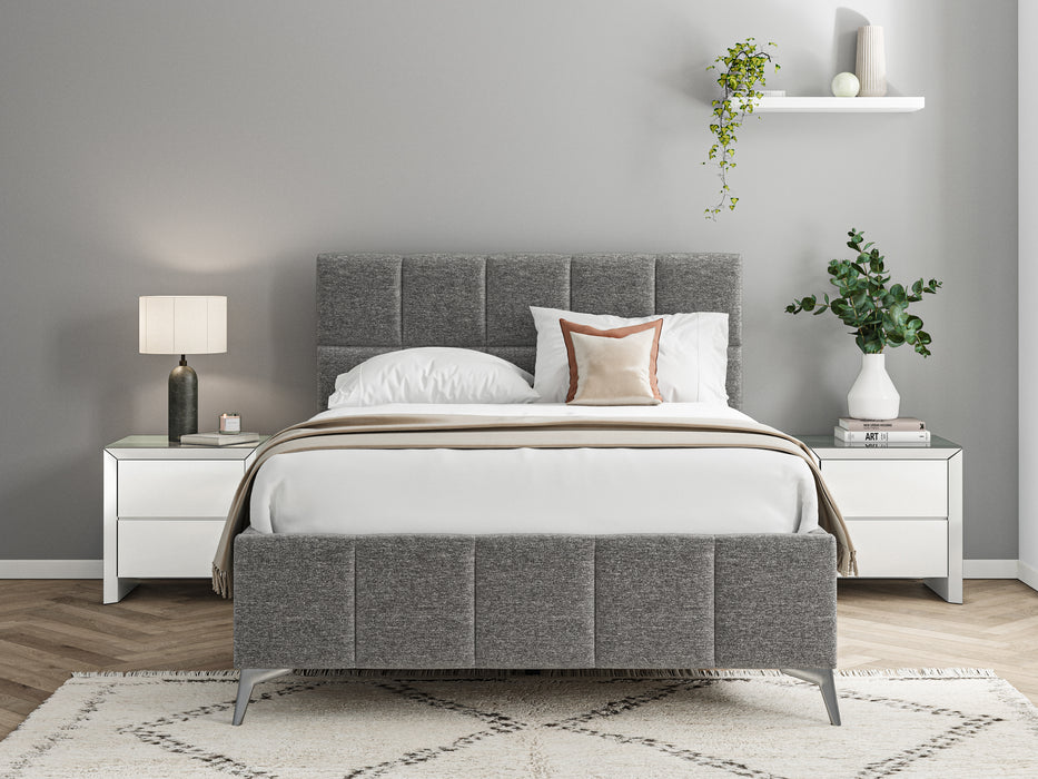 4'6 Fabric Bed - Dark Grey - Linen