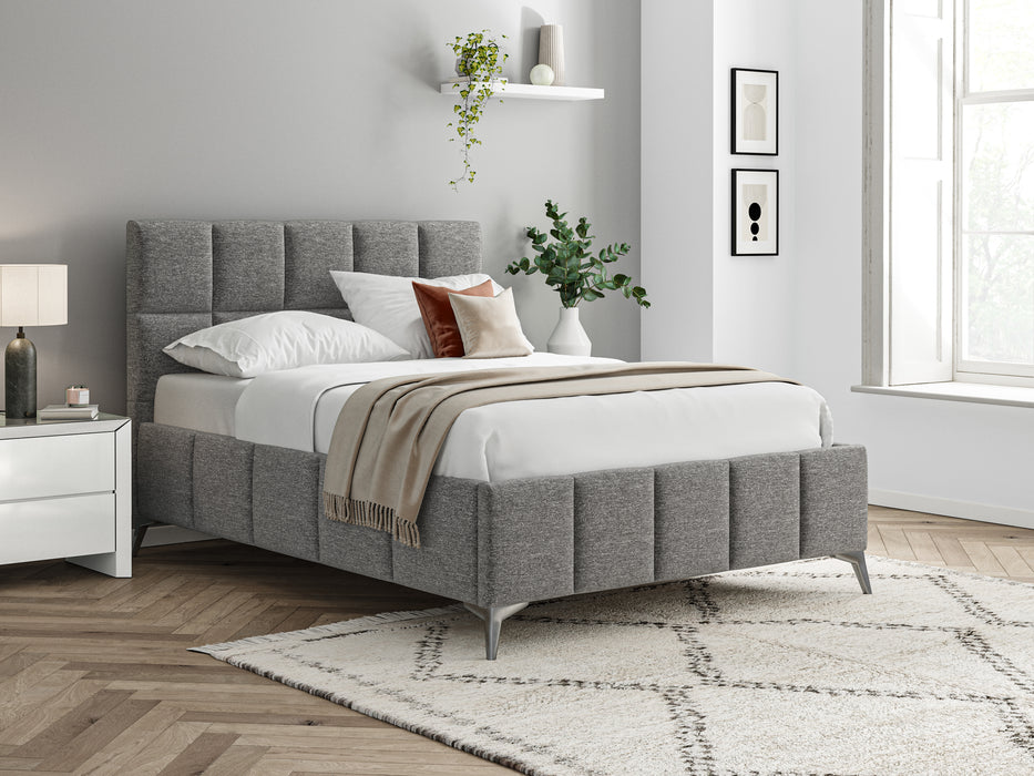 4'6 Fabric Bed - Dark Grey - Linen