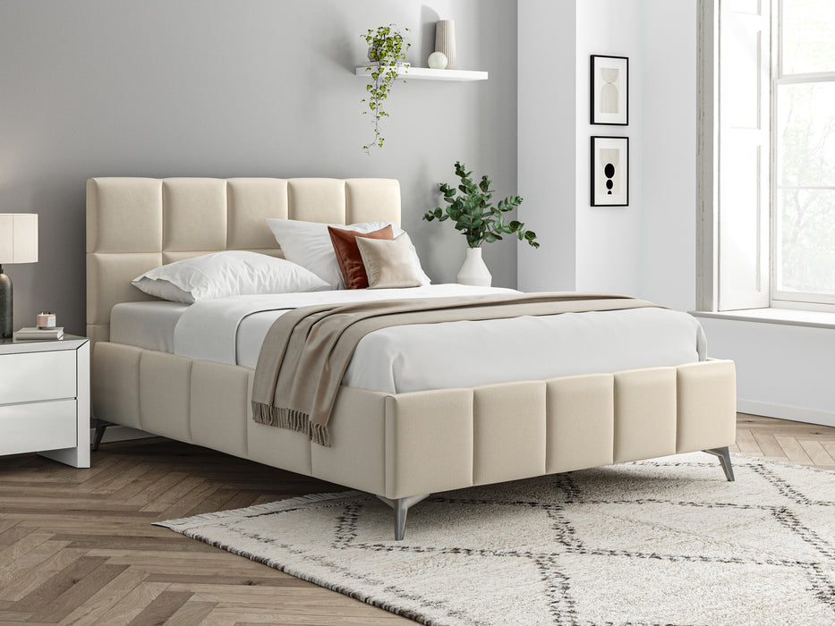 5'0 Fabric Bed - Beige - Linen