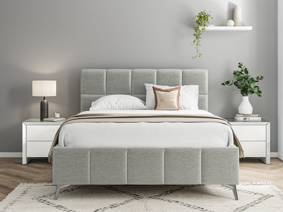 5'0 Fabric Bed - Grey - Linen