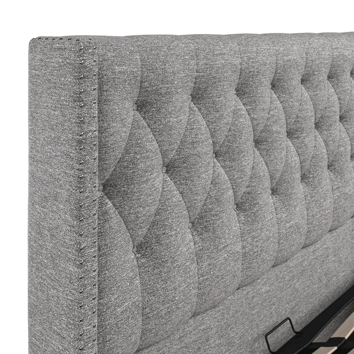 5'0 Fabric Bed Ottoman - Dark Grey - Linen