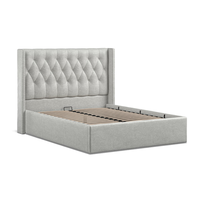 5'0 Fabric Bed Ottoman - Grey - Linen