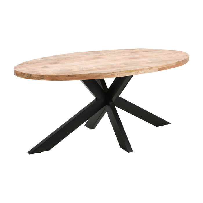 Kerala Solid Wood & Metal Oval Dining Table 6-8 Seater