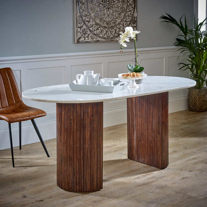 Bali Mango Wood Dining Table 170Cm With Marble Top