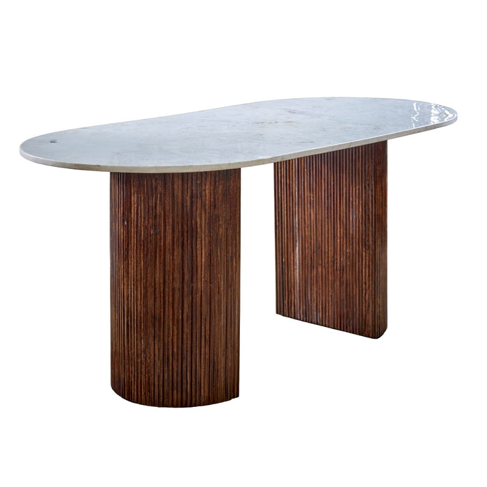 Bali Mango Wood Dining Table 170Cm With Marble Top