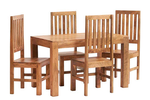 Lumina Light Mangowood 4ft Dining Set with Wooden Chairs - Abode Avenue